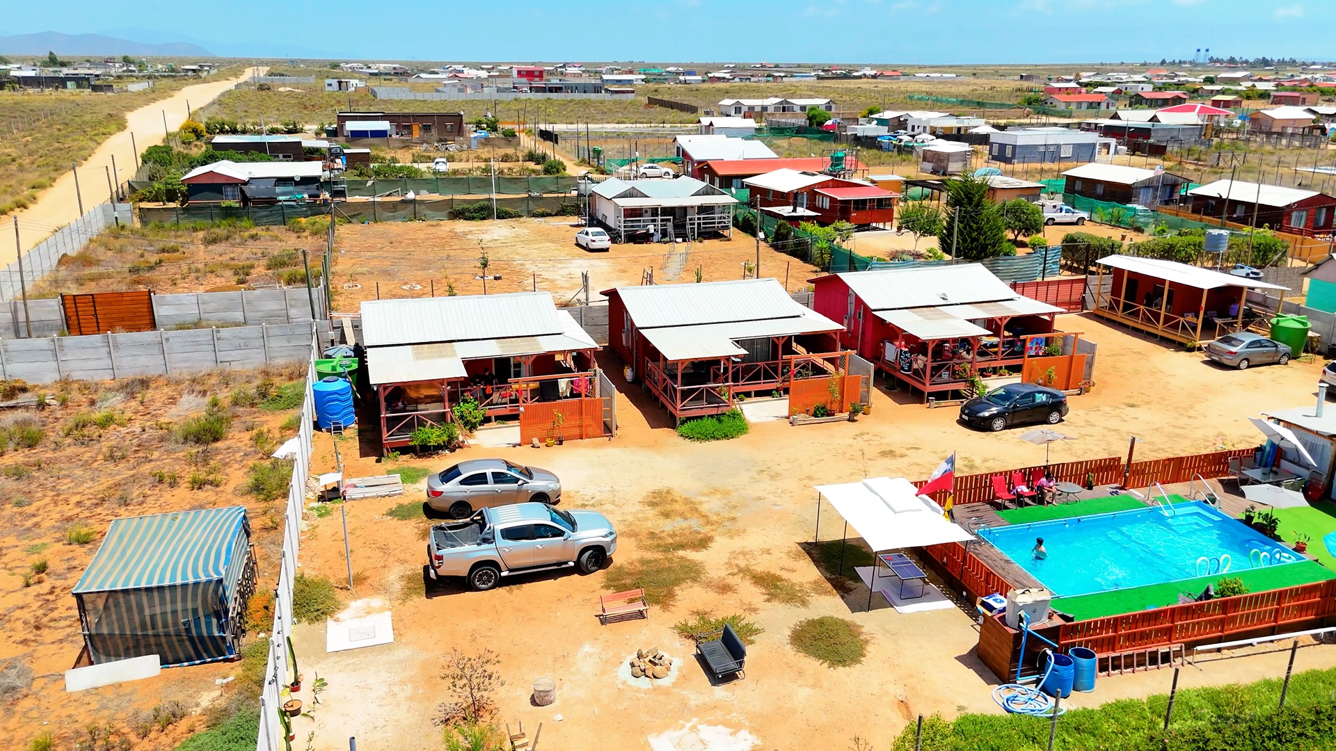Vista aerea del complejo Cabañas Tichi